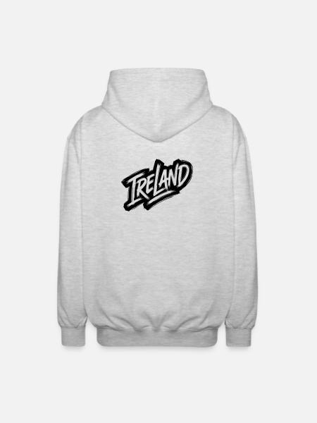 Ireland - Ireland Graffiti Font - Unisex Hooded Jacket - light heather grey