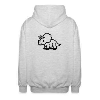 triceratops - Veste à capuche unisexe - gris clair chiné - Dos - AI Model Male 185 light (185cm)