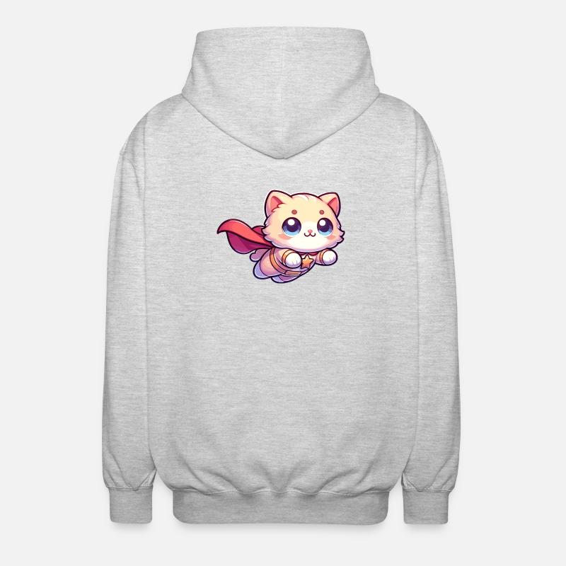 Superheld Katze Kätzchen Helden Mieze - Unisex Kapuzenjacke - Hellgrau meliert