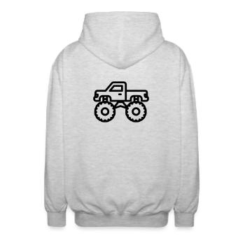 Monstertruck - Unisex Kapuzenjacke - Hellgrau meliert - Hinten - AI Model Male 185 light (185cm)