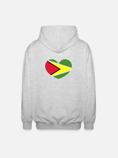Guyana-Herzflagge - Unisex Kapuzenjacke - Hellgrau meliert