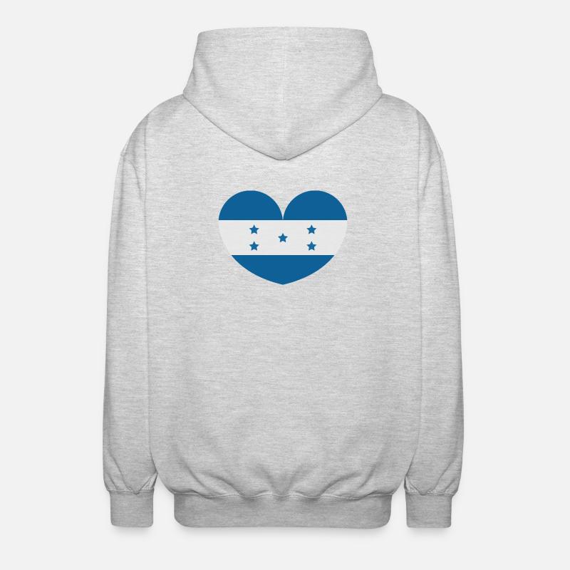 Drapeau du cœur du Honduras - Veste à capuche unisexe - gris clair chiné
