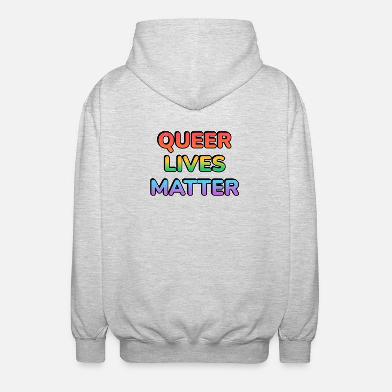 Queer Lives Matter Regenbogen - Unisex Kapuzenjacke - Hellgrau meliert