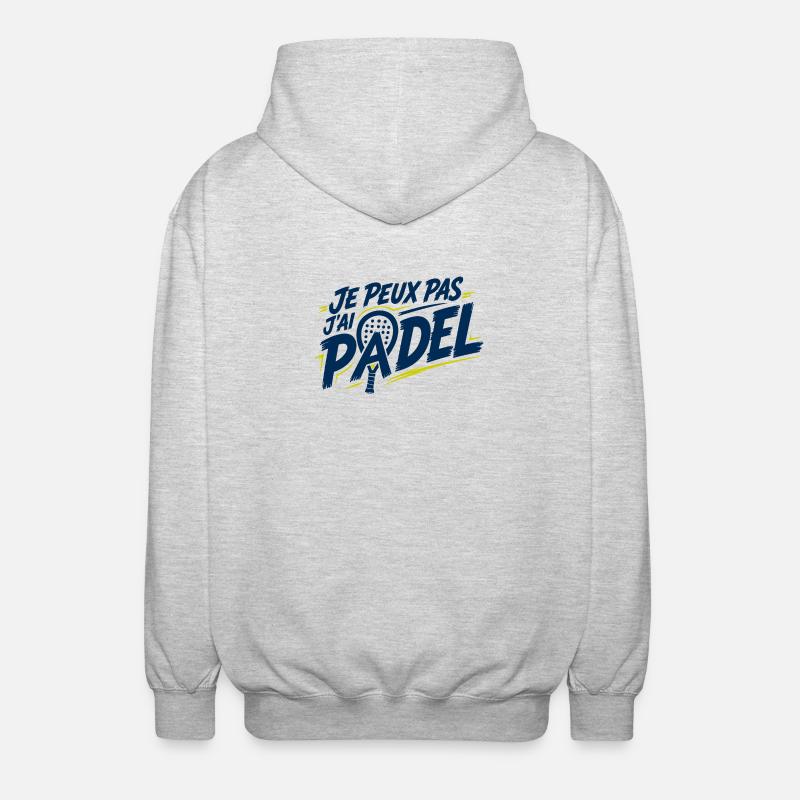 Je peux pas j'ai Padel - Veste à capuche unisexe - gris clair chiné