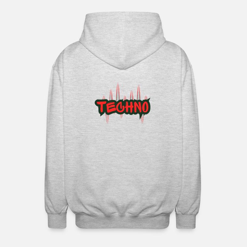 Techno Graffiti Night - Unisex Hooded Jacket - light heather grey