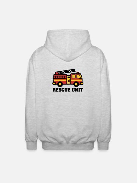 Fire Truck Logo - Unisex Hooded Jacket - light heather grey