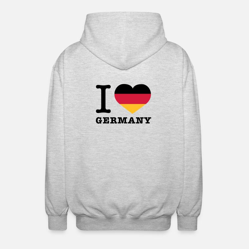 I love Germany - Unisex Kapuzenjacke - Hellgrau meliert
