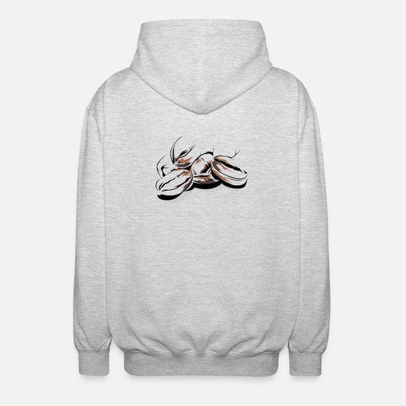 Kaffeebohnen Cafe Illustration Logo Kaffeezeit - Unisex Kapuzenjacke - Hellgrau meliert