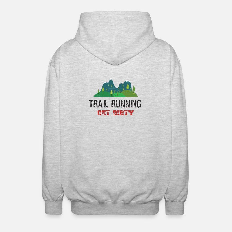 Trail Running – Werden Sie schmutzig! - Unisex Kapuzenjacke - Hellgrau meliert