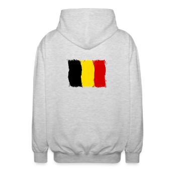 Belgique Drapeau Belge Drapeau Cadeau - Veste à capuche unisexe - gris clair chiné - Dos - AI Model Male 185 light (185cm)