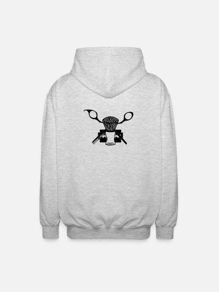 Schere, Rasierpinsel, Rasierklinge - Unisex Kapuzenjacke - Hellgrau meliert