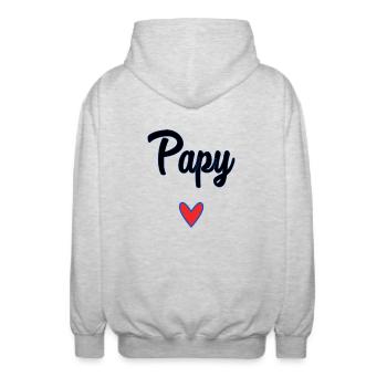 OPA. VATERTAG. ALLES Gute zum Tag des Großvaters. ICH LIEBE DICH. - Unisex Kapuzenjacke - Hellgrau meliert - Hinten - AI Model Male 185 light (185cm)