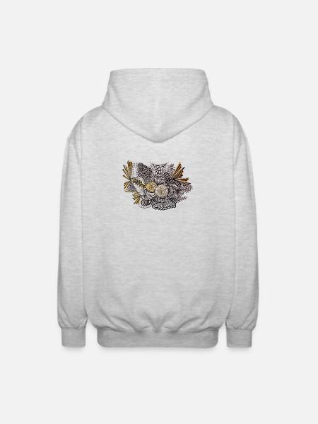 Golden Blossoms Ornaments Contrast - Unisex Hooded Jacket - light heather grey