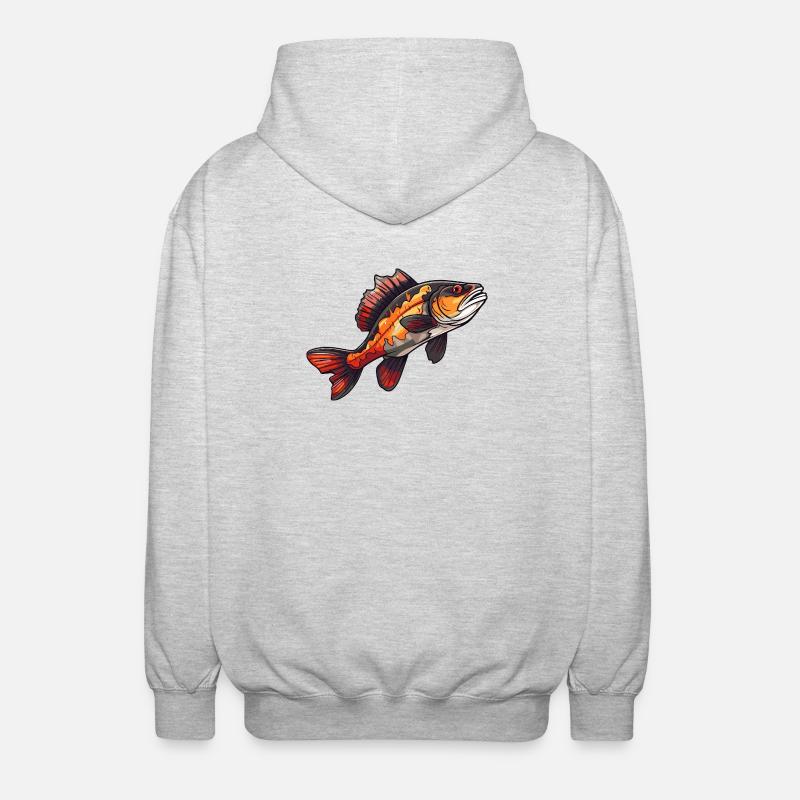Poisson de dessins animés perches - Veste à capuche unisexe - gris clair chiné