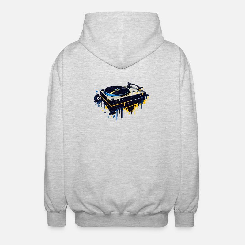 Graffiti Turntable Design - Unisex Hooded Jacket - light heather grey