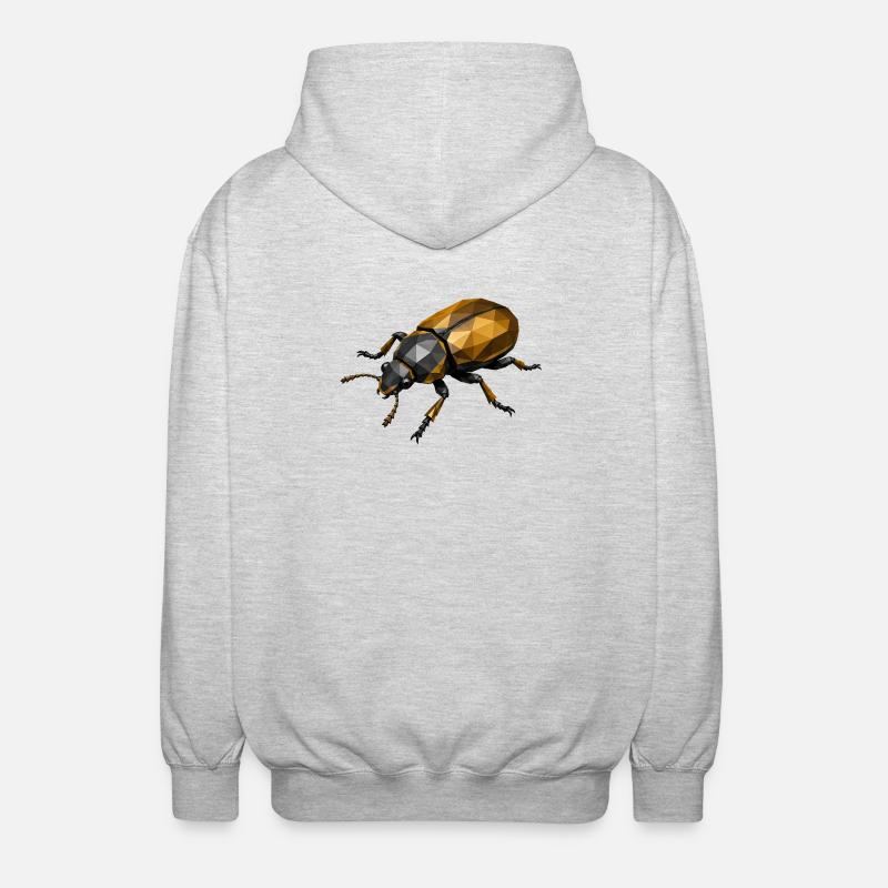 Geometrisches Low-Poly Insekt - Unisex Kapuzenjacke - Hellgrau meliert