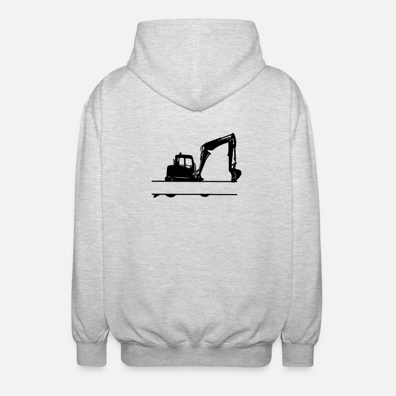 Excavator Custom – Heavy Equipment - Unisex Hooded Jacket - light heather grey