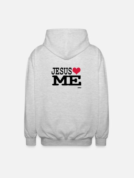 jesus loves me - Unisex Hooded Jacket - light heather grey
