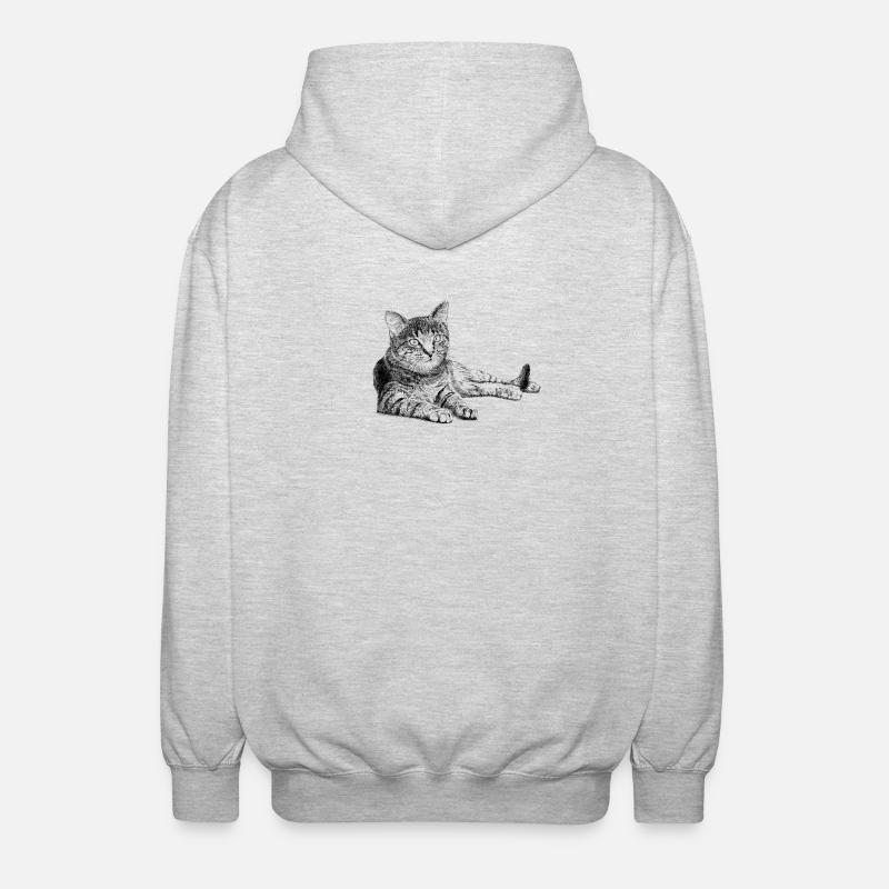 Katze - Unisex Kapuzenjacke - Hellgrau meliert