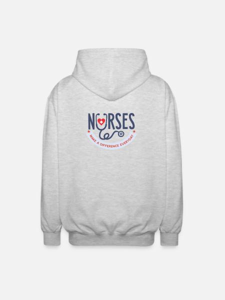 Nurses Make a Difference Everyday T-Shirt - Unisex Hooded Jacket - light heather grey