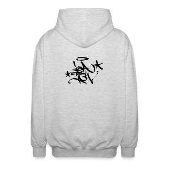 Graffiti Tag JGA Crew Angel 02 1C - Unisex Kapuzenjacke - Hellgrau meliert - Hinten - AI Model Male 185 light (185cm)