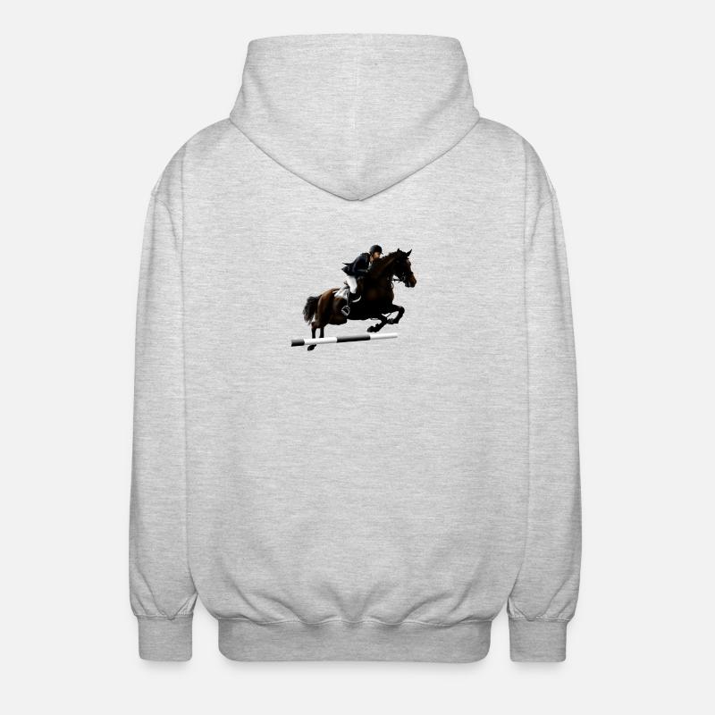 Cheval cabré avec cavalier - Veste à capuche unisexe - gris clair chiné