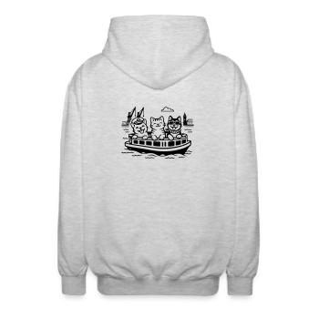 Hafen Katzen Hunde Hafenrundfahrt Hamburg  - Unisex Kapuzenjacke - Hellgrau meliert - Hinten - AI Model Male 185 light (185cm)