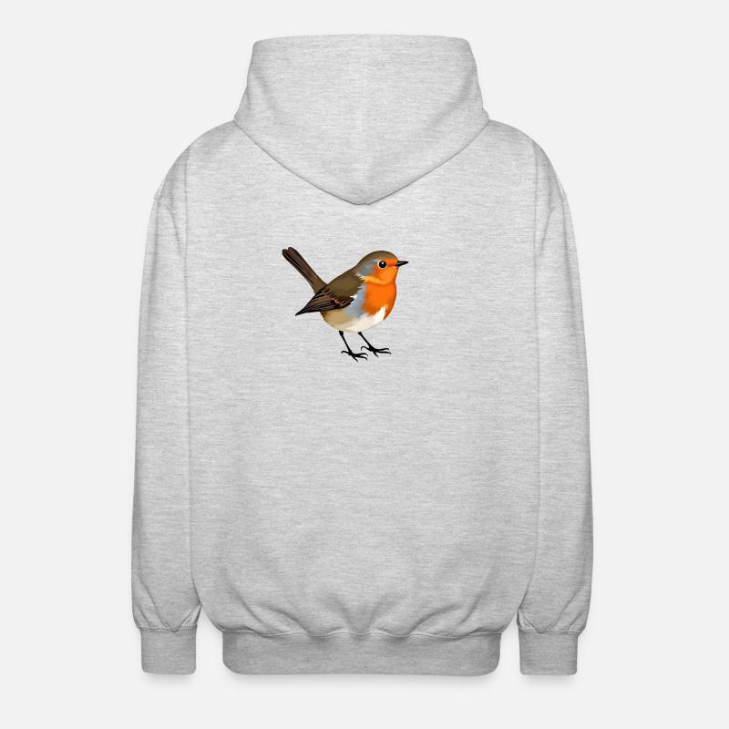 Oiseau rouge-gorge - Veste à capuche unisexe - gris clair chiné