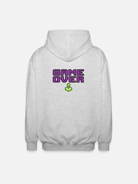 Game Over Pixel Logo - Unisex Hooded Jacket - light heather grey