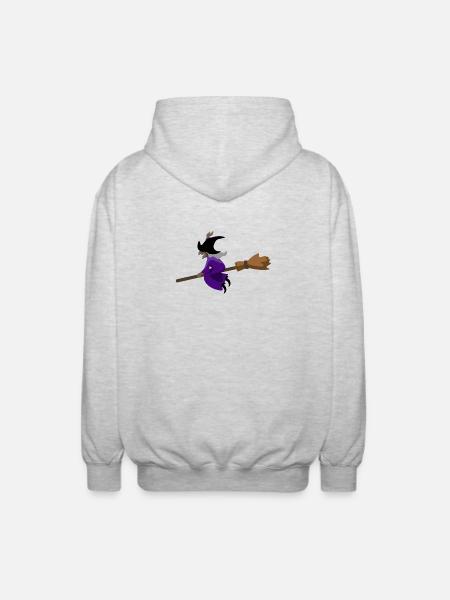 Witch flies on the broom - Unisex Hooded Jacket - light heather grey