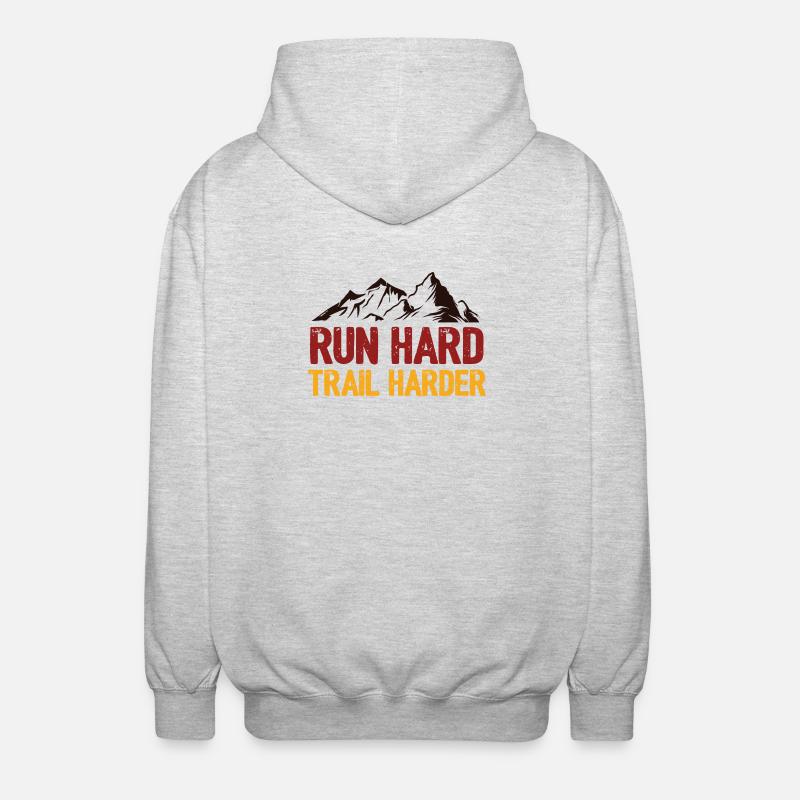 Courez fort. Trail plus difficile. - Veste à capuche unisexe - gris clair chiné