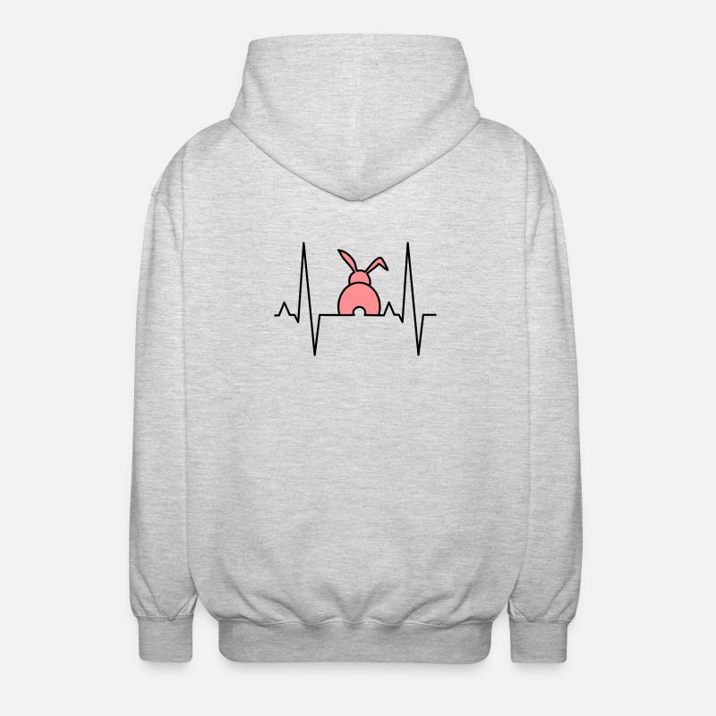 Playful bunny with hearts - Unisex Hooded Jacket - light heather grey