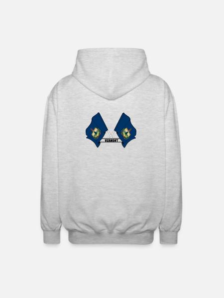 Two flags text VERMONT - Unisex Hooded Jacket - light heather grey