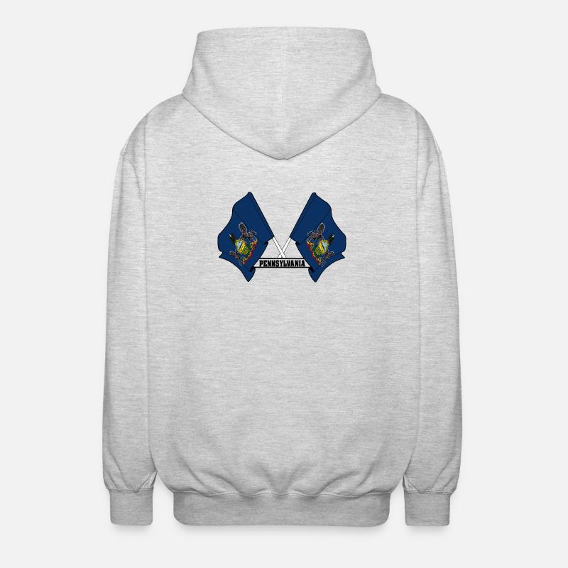 Deux drapeaux texte PENNSYLVANIE - Veste à capuche unisexe - gris clair chiné