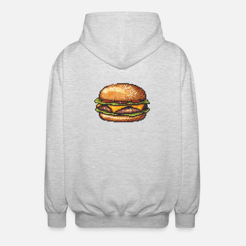 Hamburger 8 bits Pixel Art - Veste à capuche unisexe - gris clair chiné
