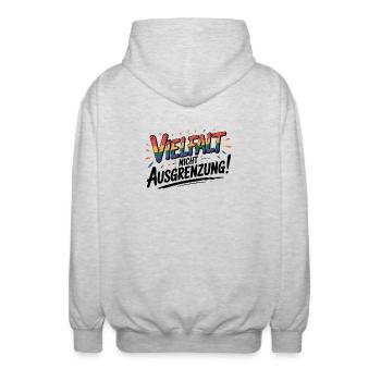 Vielfalt statt Ausgrenzung - Cool Pride Logo - Unisex Kapuzenjacke - Hellgrau meliert - Hinten - AI Model Male 185 light (185cm)