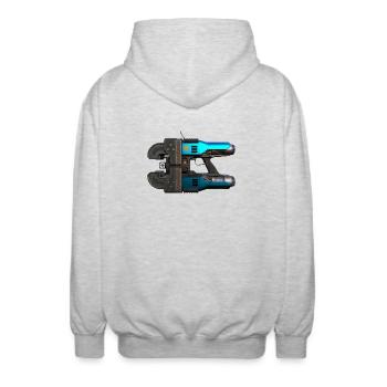 Space Drop Lasercutter - Unisex Kapuzenjacke - Hellgrau meliert - Hinten - AI Model Male 185 light (185cm)