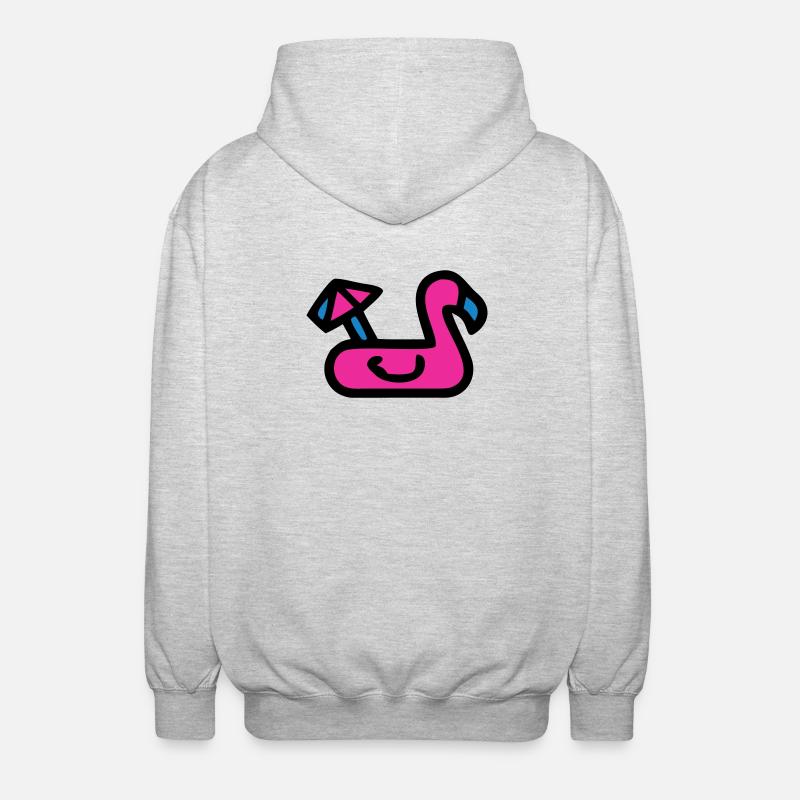 Flamingo Luftmatratze Retro - Unisex Kapuzenjacke - Hellgrau meliert