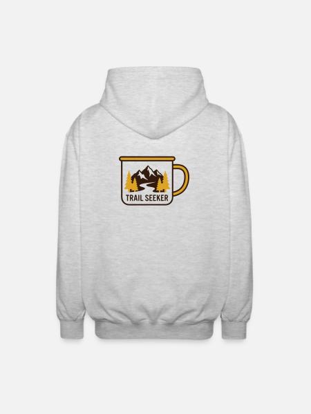 Berge Tasse Wander Logo - Unisex Kapuzenjacke - Hellgrau meliert