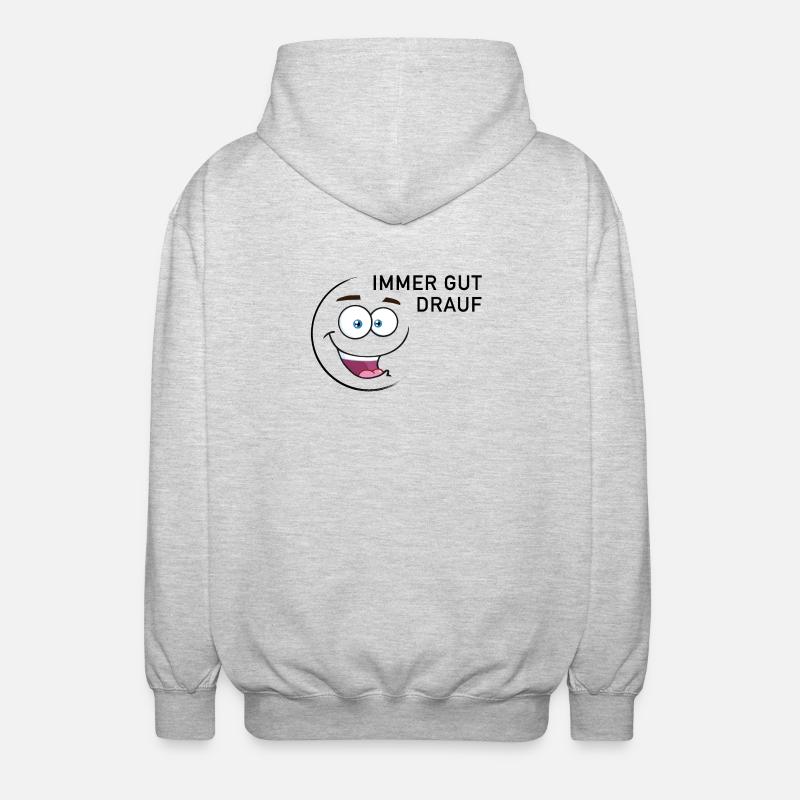 Immer gut drauf | smiley - Unisex Kapuzenjacke - Hellgrau meliert