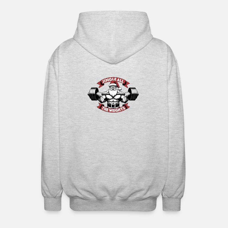 Weihnachtsgeschenk - Jingle All The Weights - Unisex Kapuzenjacke - Hellgrau meliert