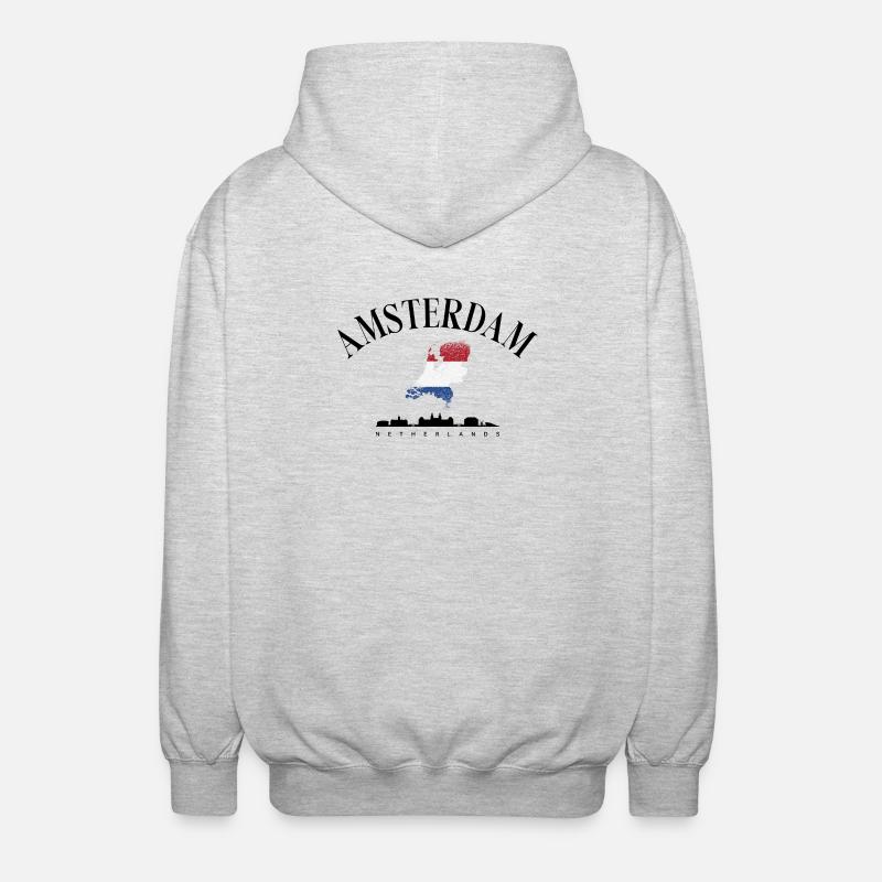 Netherlands Map in Dutch Flag - Unisex Hooded Jacket - light heather grey