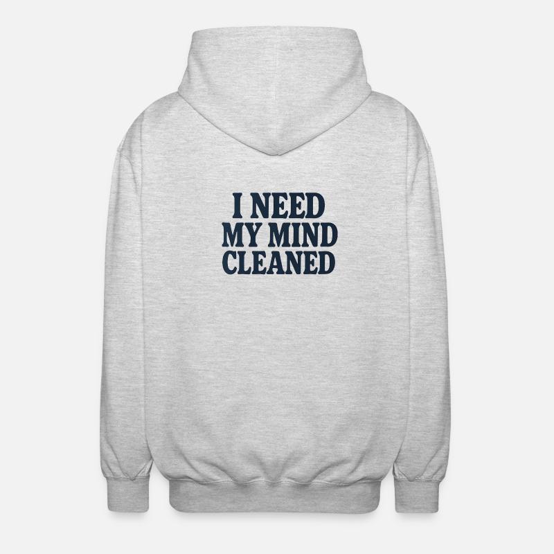 Mindfulness Motivation, Funny Saying Mind Cleaned  - Veste à capuche unisexe - gris clair chiné