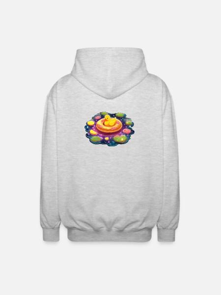 Donut ducks in galaxy lake - Unisex Hooded Jacket - light heather grey
