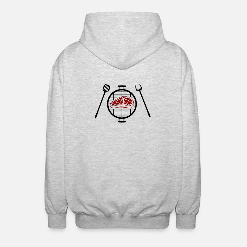 Imprimé à motif de steak rouge - Veste à capuche unisexe - gris clair chiné