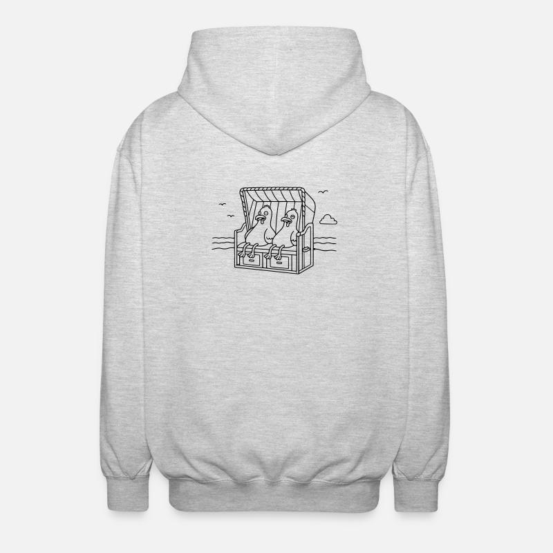 Witzige Möwen Strandkorb - Unisex Kapuzenjacke - Hellgrau meliert