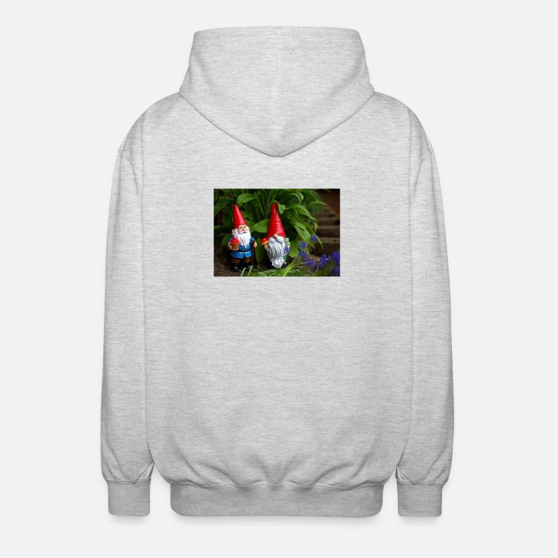 Gartenzwerge im Beet - Unisex Kapuzenjacke - Hellgrau meliert