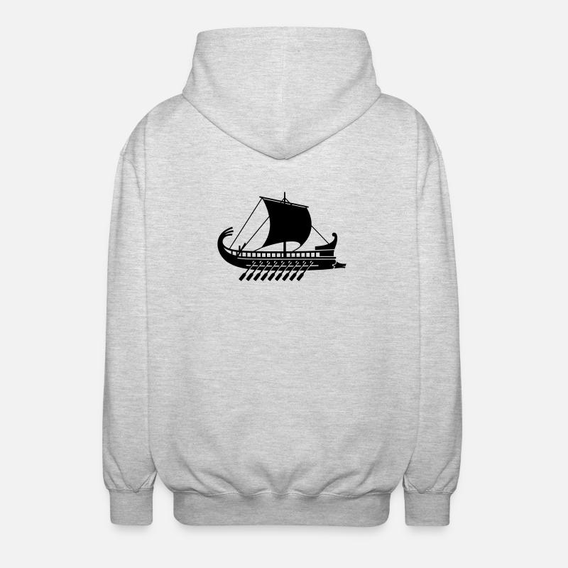 Griechisches Kriegsschiff - Unisex Kapuzenjacke - Hellgrau meliert