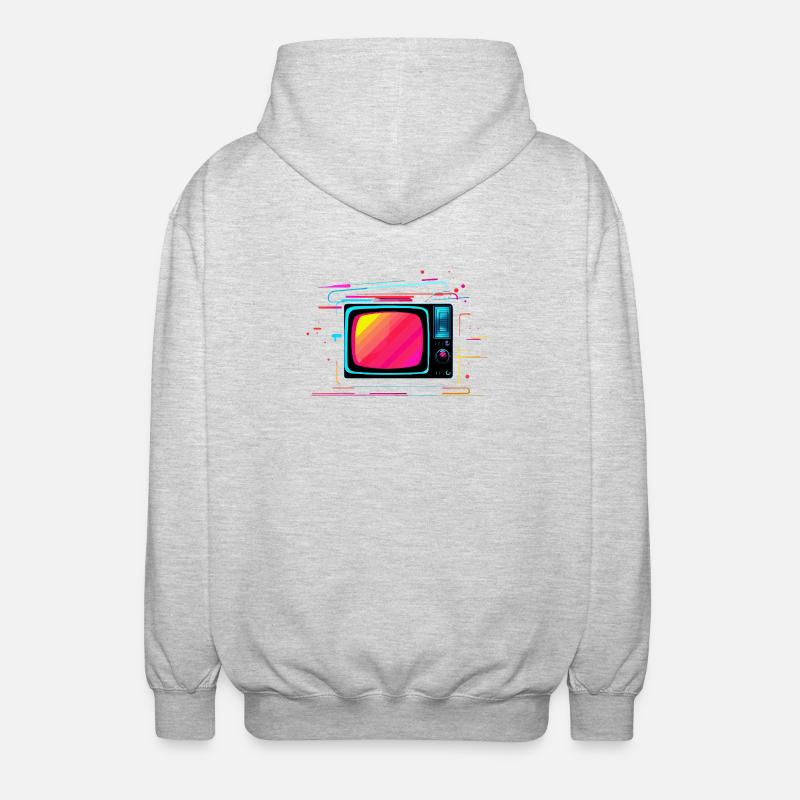 TV Synthwave - Unisex Hooded Jacket - light heather grey