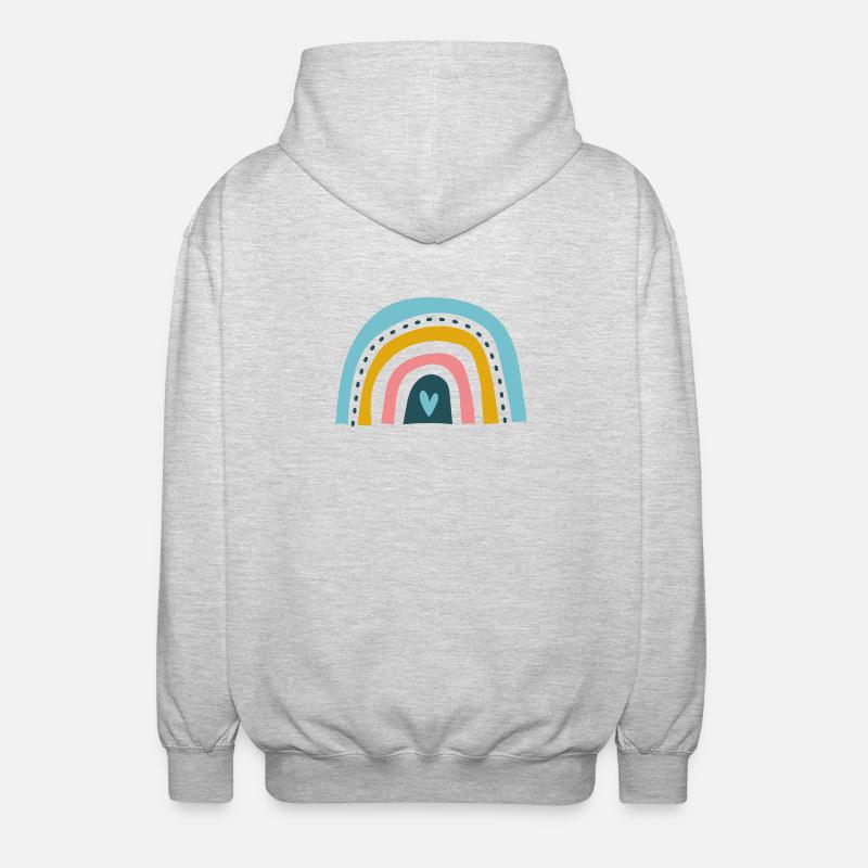 Regenbogen mit Herz - Unisex Kapuzenjacke - Hellgrau meliert